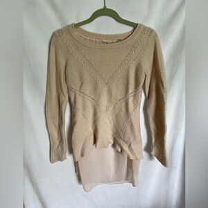 Knitted & Knotted Women's L Nude Pink Sweater Textured Anthropologie Wool Alpaca